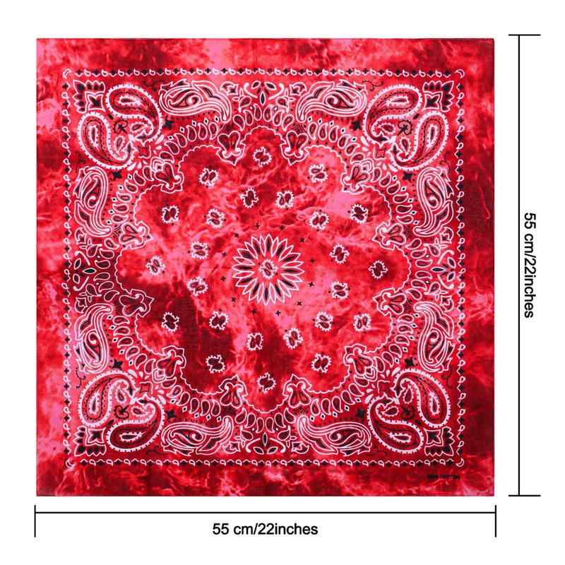 URATOT 6 Pack 22 x 22 Inch Tie Dye Bandana Cotton Paisley Bandanas Headbands Cowboy Handkerchiefs for Men and Women - Image 2
